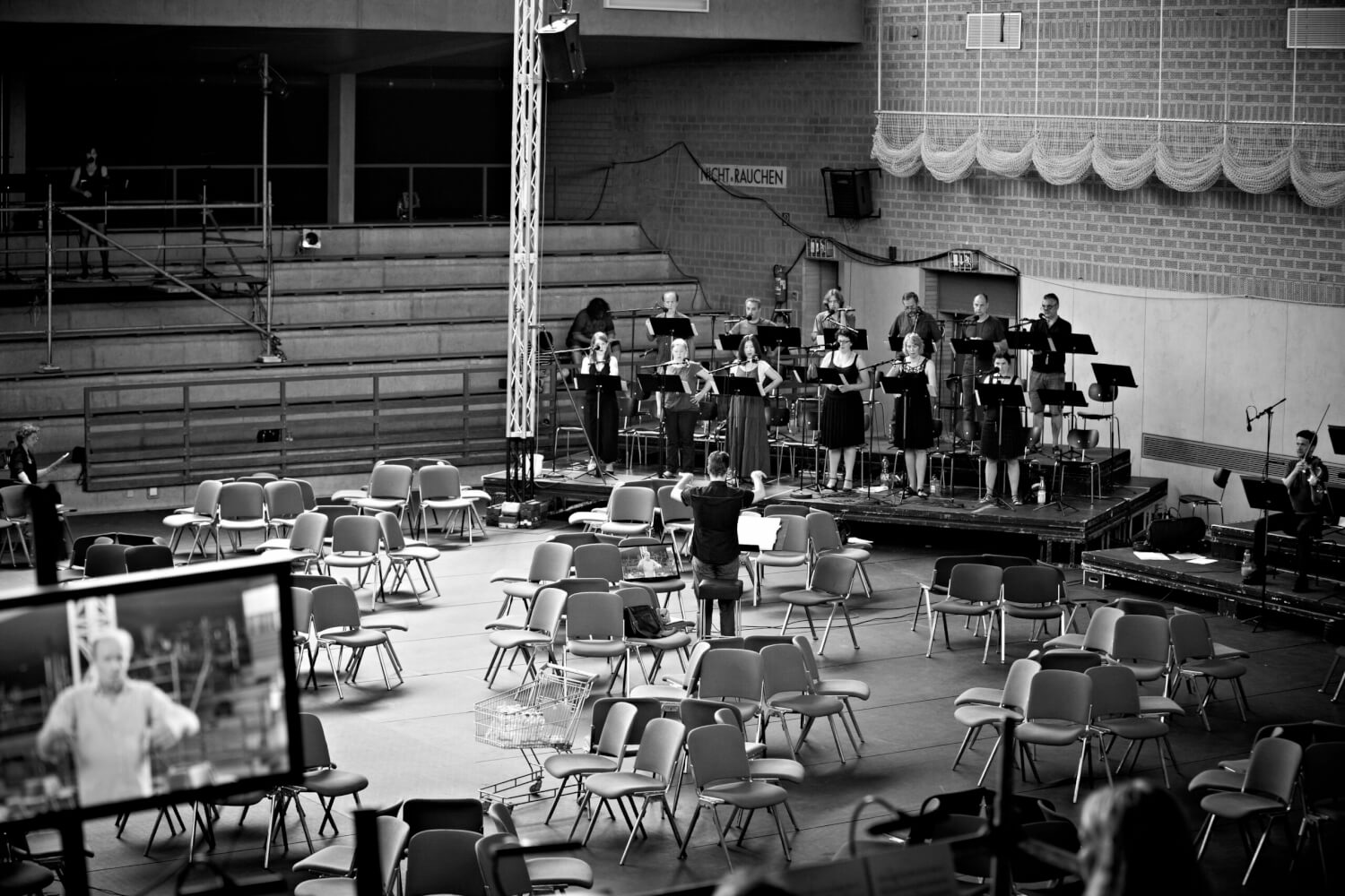 Probenfoto der "Prometeo"-Inszenierung in Darmstadt