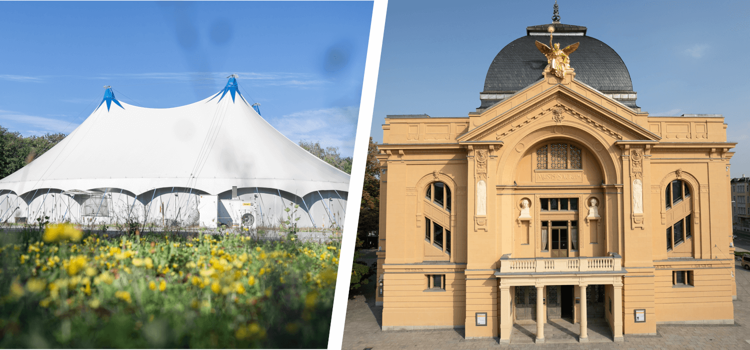 Zu sehen sind die beiden Spielstätten des Theaters in Altenburg und Gera