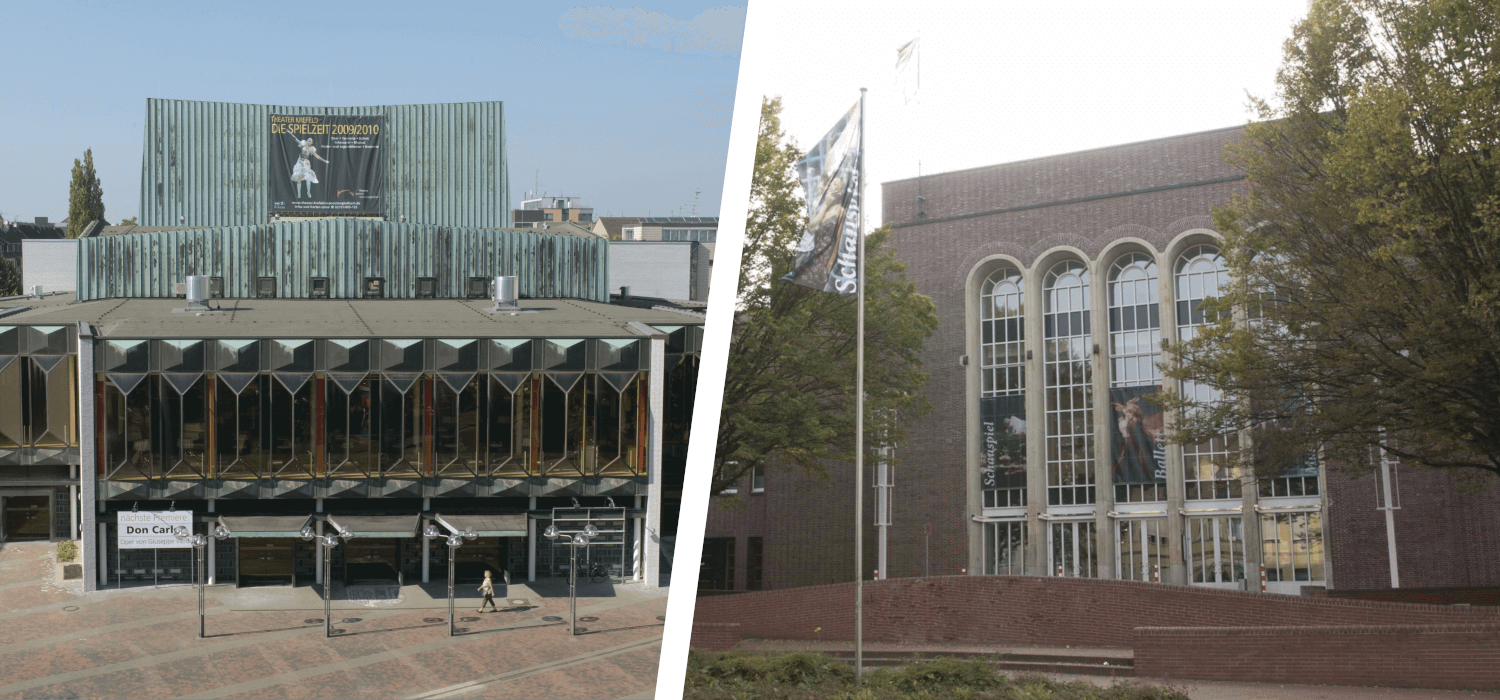 Die Außenansicht des Theater Krefeld und Mönchengladbach.