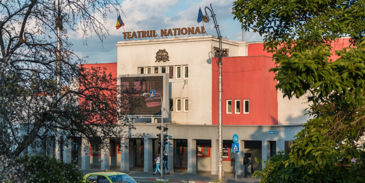 Das Gebäude von außen des Radu-Stanca-Nationaltheater in Sibiu in Rumänien.